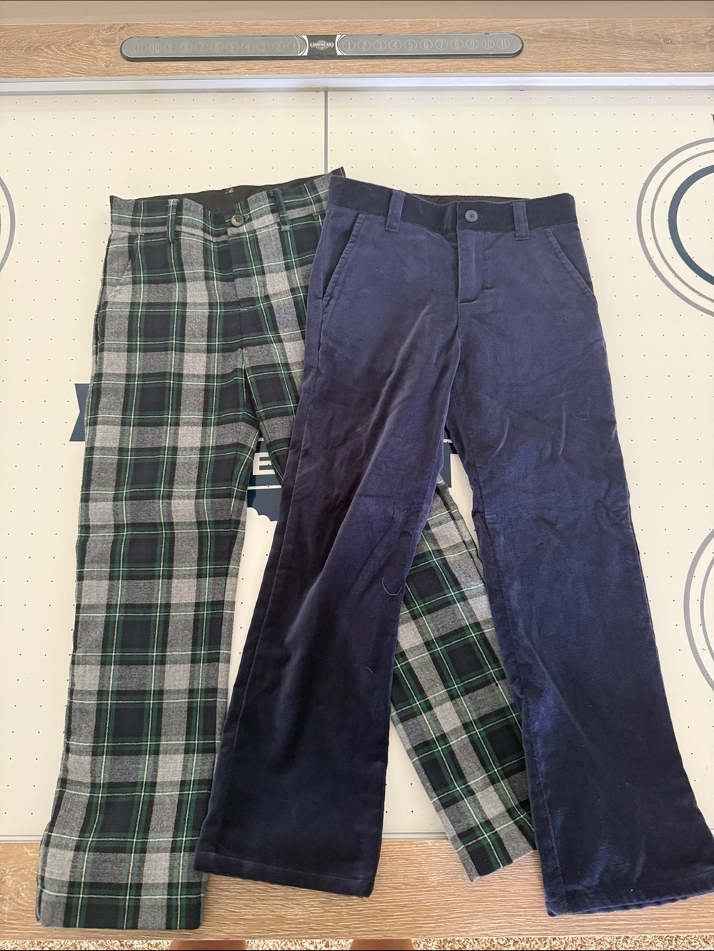 Janie and Jack Navy Corduroy and Green Plaid Dress Pants Set